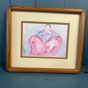 Vintage 1981 Windsor Framed Art with Pink and Blue Hues - RC Gorman